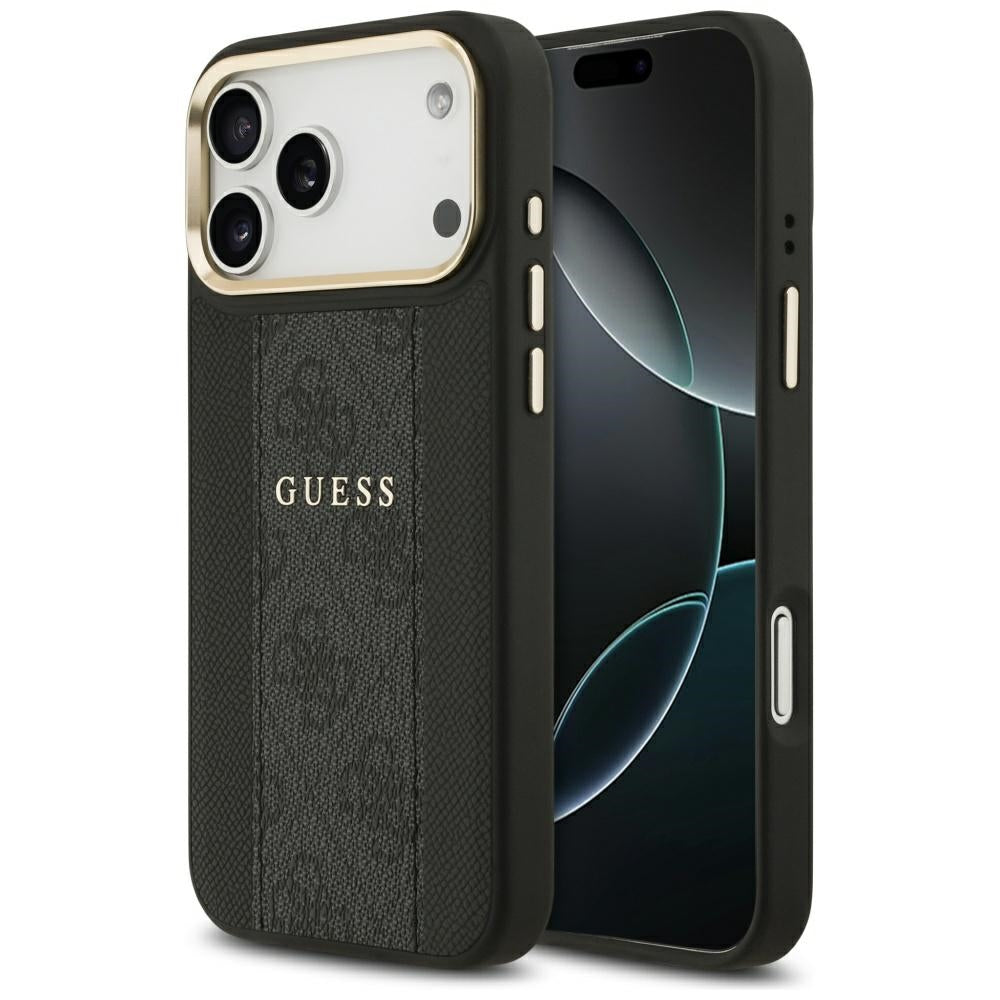 Guess 4G Stripe MagSafe dėklas iPhone 17 Pro Max - juodas -- iPhone 17 Pro Max