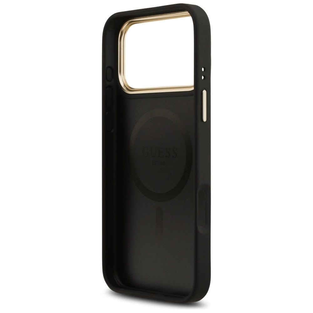 Guess 4G Stripe MagSafe dėklas iPhone 17 Pro Max - juodas -- iPhone 17 Pro Max
