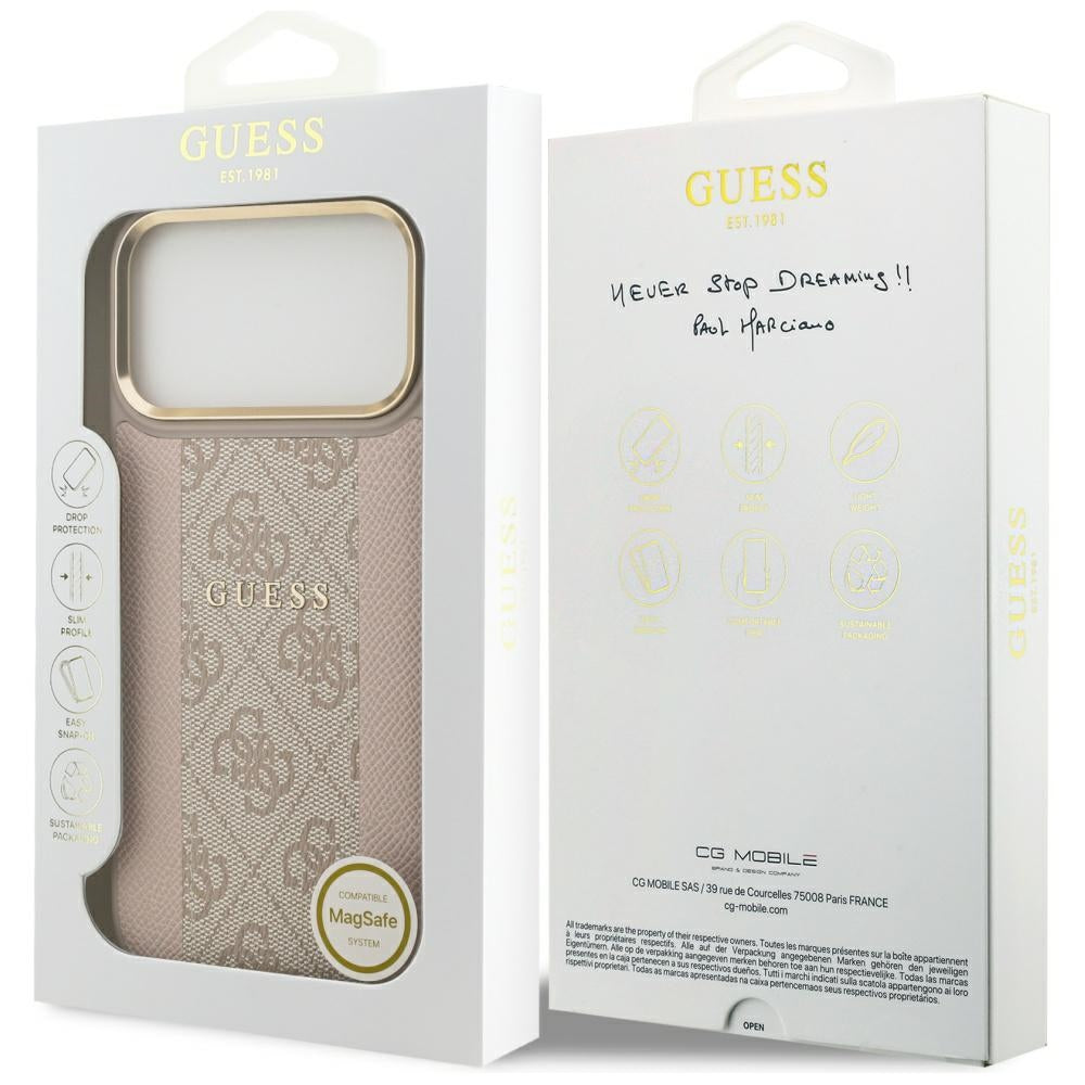 Guess 4G Stripe MagSafe dėklas iPhone 17 Pro Max - Rožinis -- iPhone 17 Pro Max