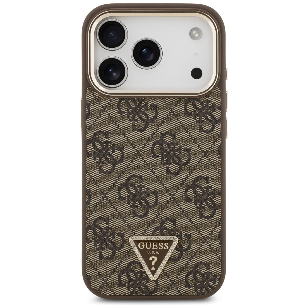 Guess 4G Triangle Logo MagSafe dėklas iPhone 17 Pro - Ruda ir Auksinė -- iPhone 17 Pro