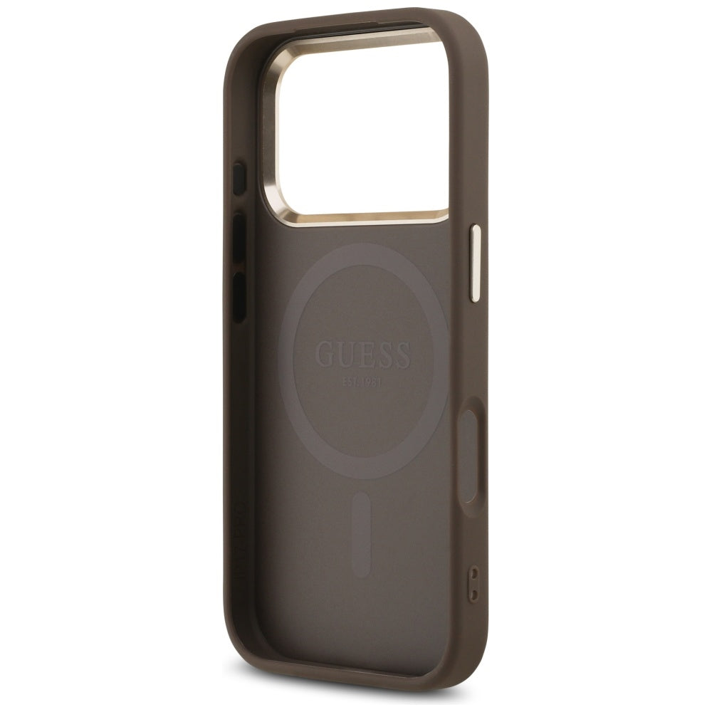 Guess 4G Triangle Logo MagSafe dėklas iPhone 17 Pro - Ruda ir Auksinė -- iPhone 17 Pro