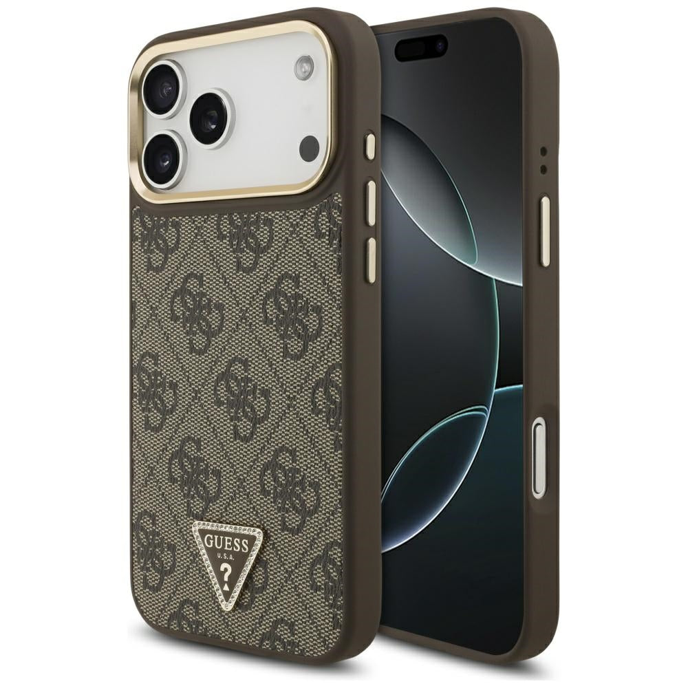 Guess 4G Triangle Logo MagSafe dėklas iPhone 17 Pro Max - Ruda ir Auksinė -- iPhone 17 Pro Max