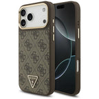 Guess 4G Triangle Logo MagSafe dėklas iPhone 17 Pro Max - Ruda ir Auksinė -- iPhone 17 Pro Max
