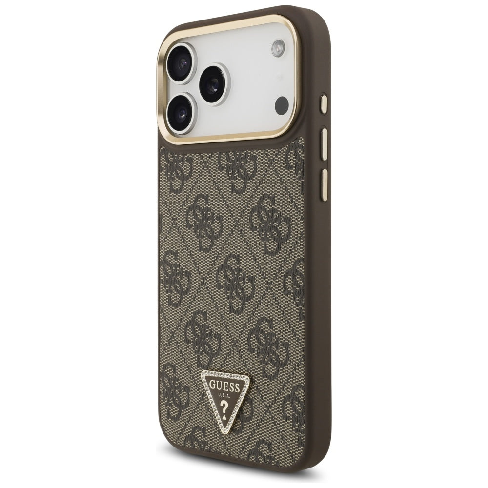 Guess 4G Triangle Logo MagSafe dėklas iPhone 17 Pro Max - Ruda ir Auksinė -- iPhone 17 Pro Max