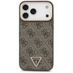 Guess 4G Triangle Logo MagSafe dėklas iPhone 17 Pro Max - Ruda ir Auksinė -- iPhone 17 Pro Max