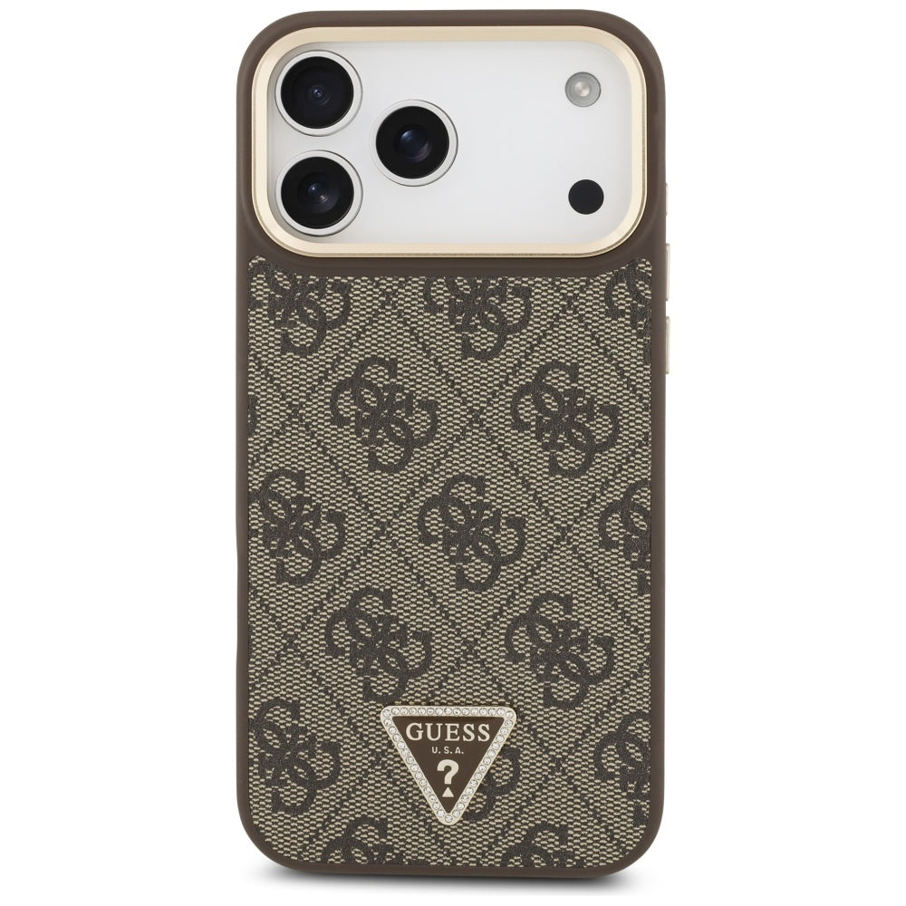 Guess 4G Triangle Logo MagSafe dėklas iPhone 17 Pro Max - Ruda ir Auksinė -- iPhone 17 Pro Max