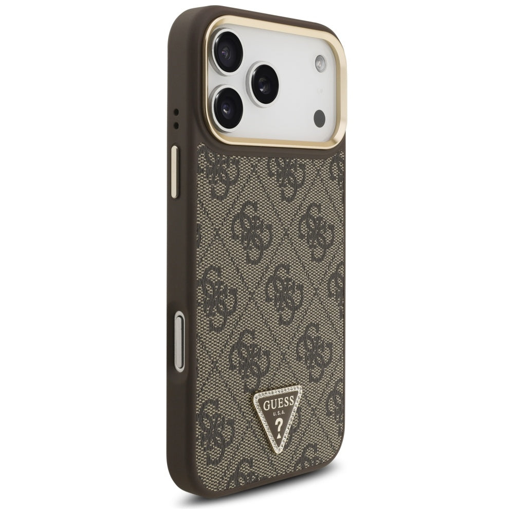 Guess 4G Triangle Logo MagSafe dėklas iPhone 17 Pro Max - Ruda ir Auksinė -- iPhone 17 Pro Max