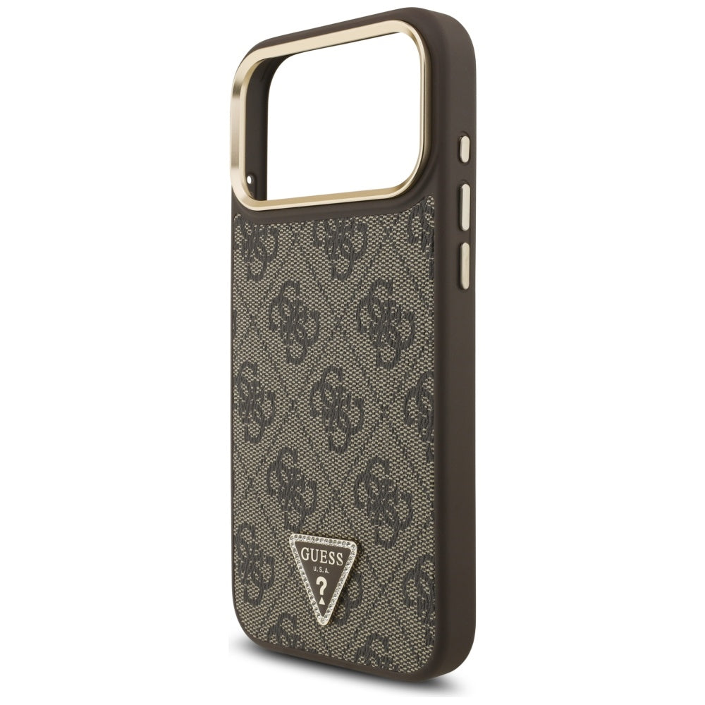 Guess 4G Triangle Logo MagSafe dėklas iPhone 17 Pro Max - Ruda ir Auksinė -- iPhone 17 Pro Max