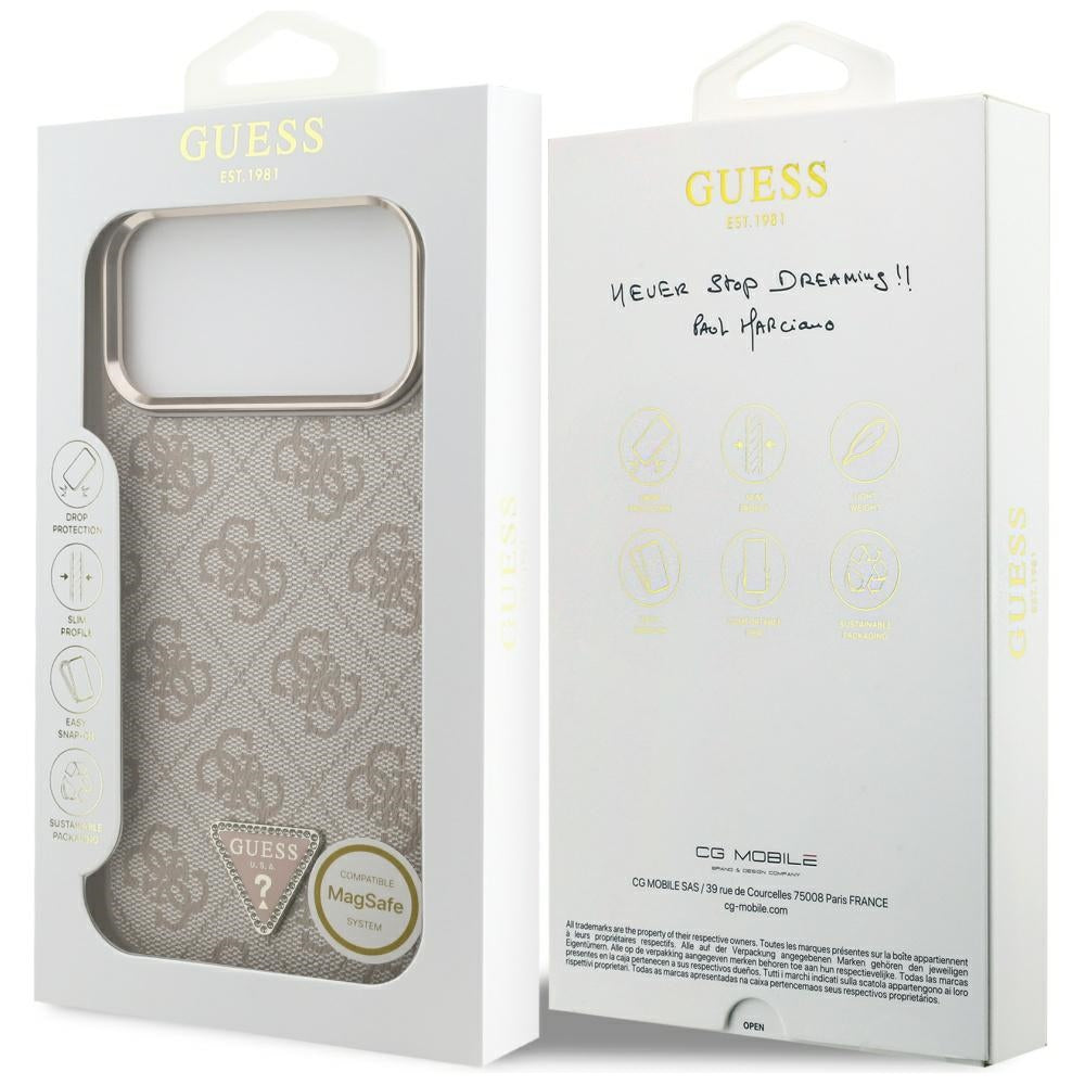 Guess 4G Triangle Logo MagSafe dėklas iPhone 17 Pro Max - Rožinis Auksas -- iPhone 17 Pro Max