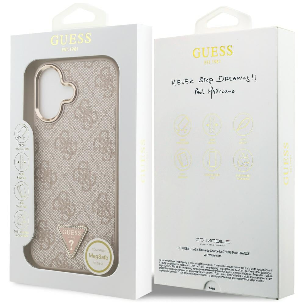 Guess 4G Triangle Logo MagSafe dėklas iPhone 17 - rožinio aukso spalvos -- iPhone 17