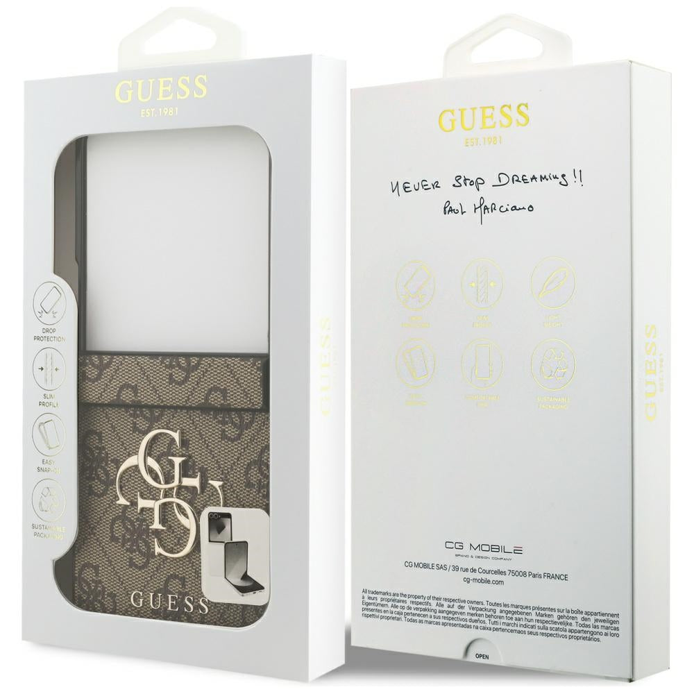 Guess Big 4G dėklas Samsung Galaxy Z Flip7 – rudas