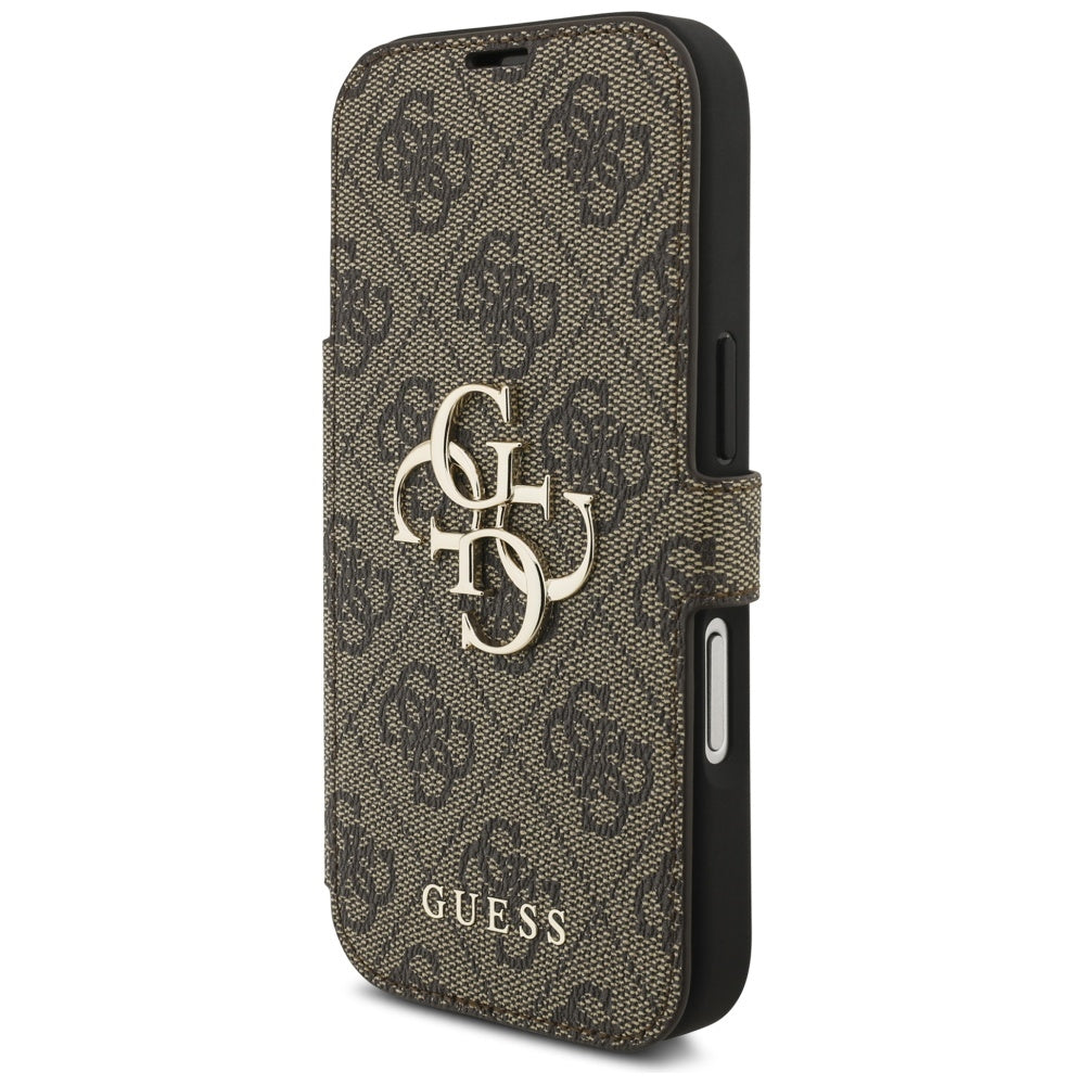 Guess Book 4G Metal Logo dėklas iPhone 17 Pro – rudas