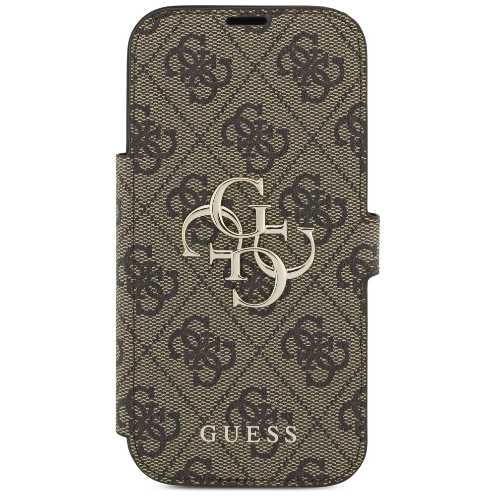 Guess Book 4G Metal Logo dėklas iPhone 17 Pro – rudas