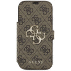 Guess Book 4G Metal Logo dėklas iPhone 17 Pro – rudas