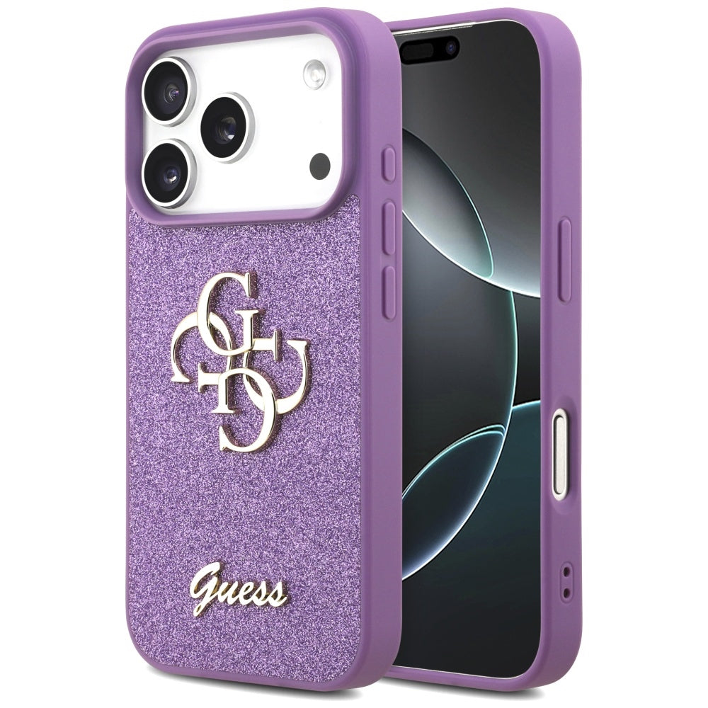 Guess blizgus dėklas iPhone 17 Pro – violetinis -- iPhone 17 Pro