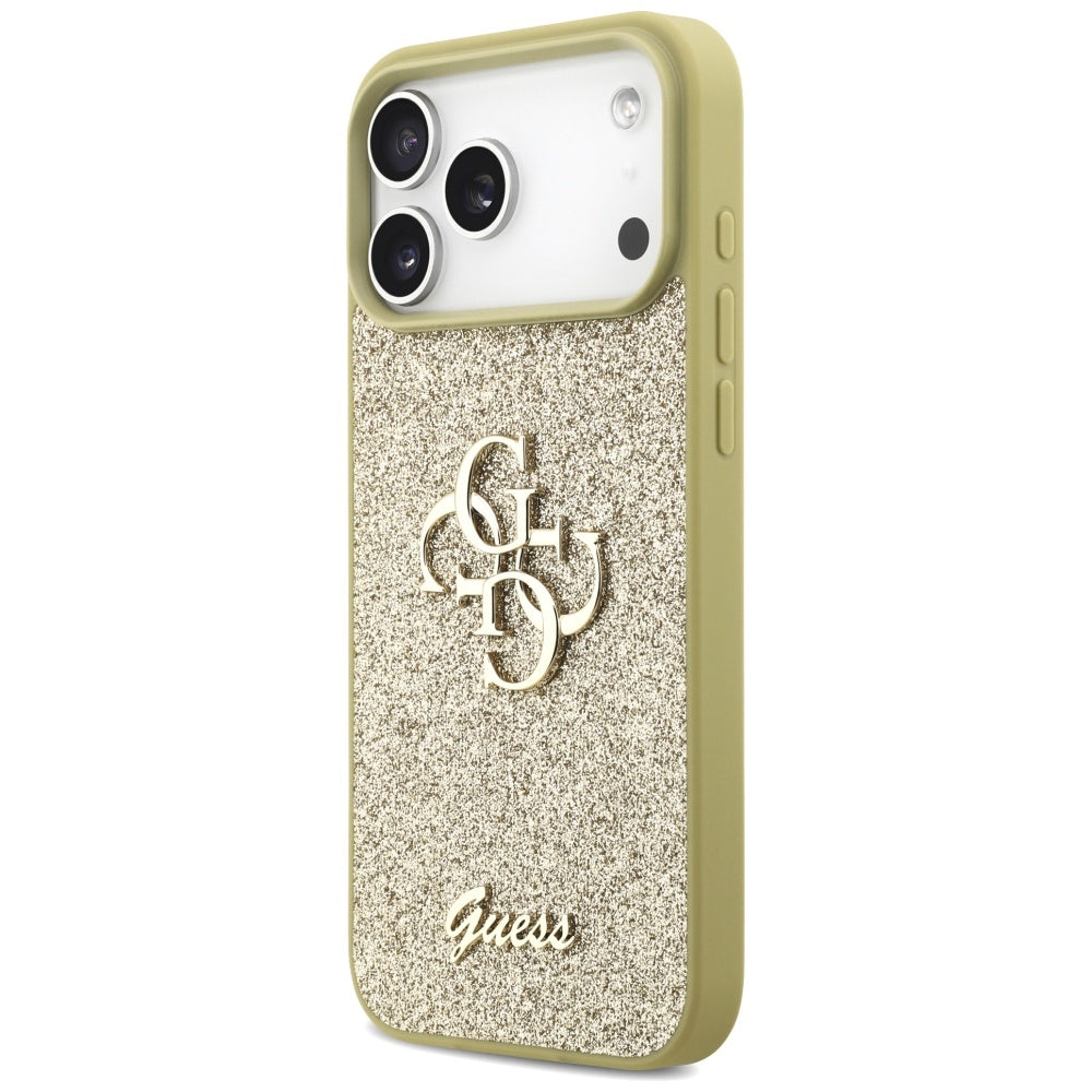 Guess blizgus dėklas iPhone 17 Pro Max – auksinis