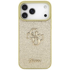 Guess blizgus dėklas iPhone 17 Pro Max – auksinis
