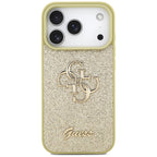 Guess blizgus 4G dėklas iPhone 17 Pro – auksinis