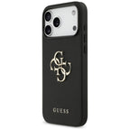 Guess Grained Big 4G & Classic Logo dėklas, skirtas iPhone 17 Pro Max - juodas