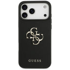 Guess Grained Big 4G & Classic Logo dėklas, skirtas iPhone 17 Pro Max - juodas