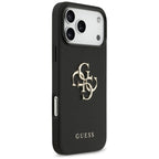 Guess Grained Big 4G & Classic Logo dėklas, skirtas iPhone 17 Pro Max - juodas