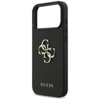 Guess Grained Big 4G & Classic Logo dėklas, skirtas iPhone 17 Pro Max - juodas