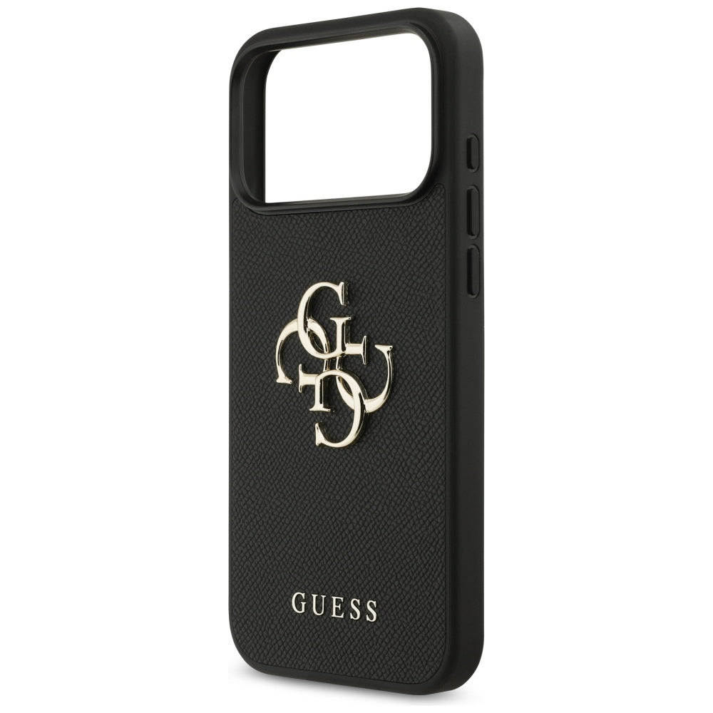 Guess Grained Big 4G & Classic Logo dėklas, skirtas iPhone 17 Pro Max - juodas