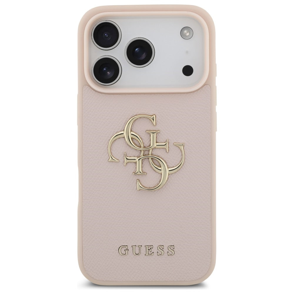 Guess grūdėtos eko odos dėklas iPhone 17 Pro – rožinis