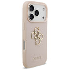 Guess grūdėtos eko odos dėklas iPhone 17 Pro – rožinis