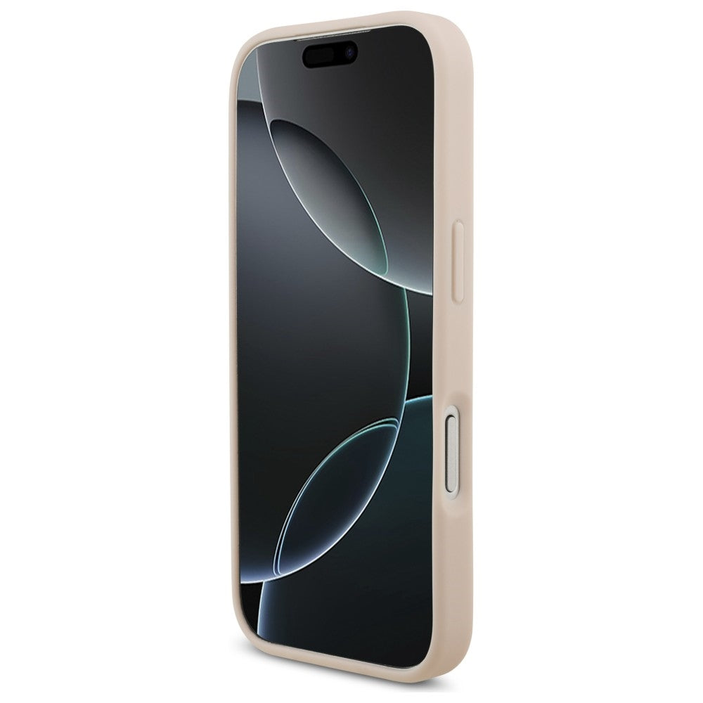 Guess grūdėtos eko odos dėklas iPhone 17 Pro – rožinis