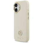 Guess Grained Strass Logo MagSafe dėklas, skirtas iPhone 17 - smėlio spalvos