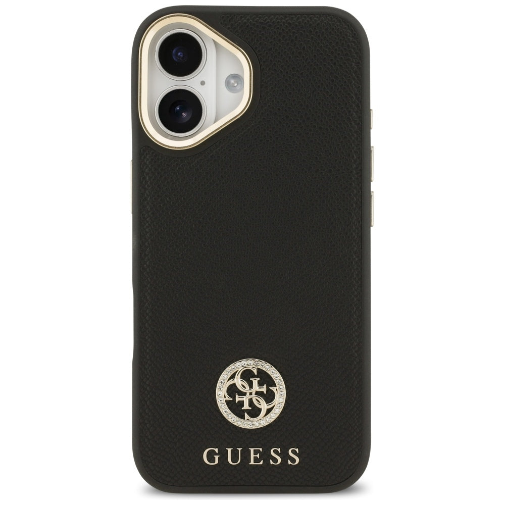 Guess Grained Strass Logo MagSafe dėklas iPhone 17 - juodas