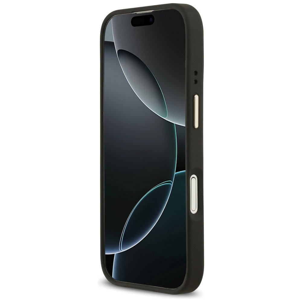Guess Grained Strass Logo MagSafe dėklas iPhone 17 - juodas