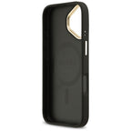 Guess Grained Strass Logo MagSafe dėklas iPhone 17 - juodas