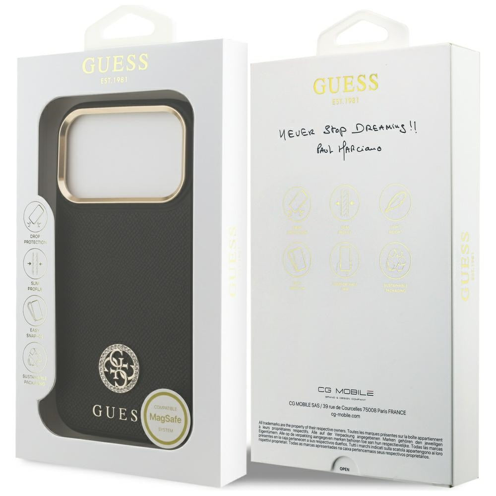 Guess MagSafe dėklas iPhone 17 Pro – juodas