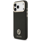 Guess Grained Strass Logo MagSafe dėklas, skirtas iPhone 17 Pro Max - juodas