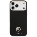 Guess Grained Strass Logo MagSafe dėklas, skirtas iPhone 17 Pro Max - juodas
