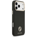 Guess Grained Strass Logo MagSafe dėklas, skirtas iPhone 17 Pro Max - juodas