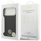 Guess Grained Strass Logo MagSafe dėklas, skirtas iPhone 17 Pro Max - juodas