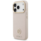 Guess Grained Strass Logo MagSafe dėklas, skirtas iPhone 17 Pro - rožinis