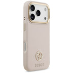 Guess Grained Strass Logo MagSafe dėklas, skirtas iPhone 17 Pro - rožinis