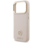Guess Grained Strass Logo MagSafe dėklas, skirtas iPhone 17 Pro - rožinis