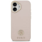 Guess Grained Strass Logo MagSafe dėklas iPhone 17 - rožinis