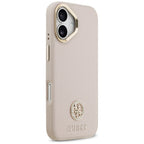 Guess Grained Strass Logo MagSafe dėklas iPhone 17 - rožinis
