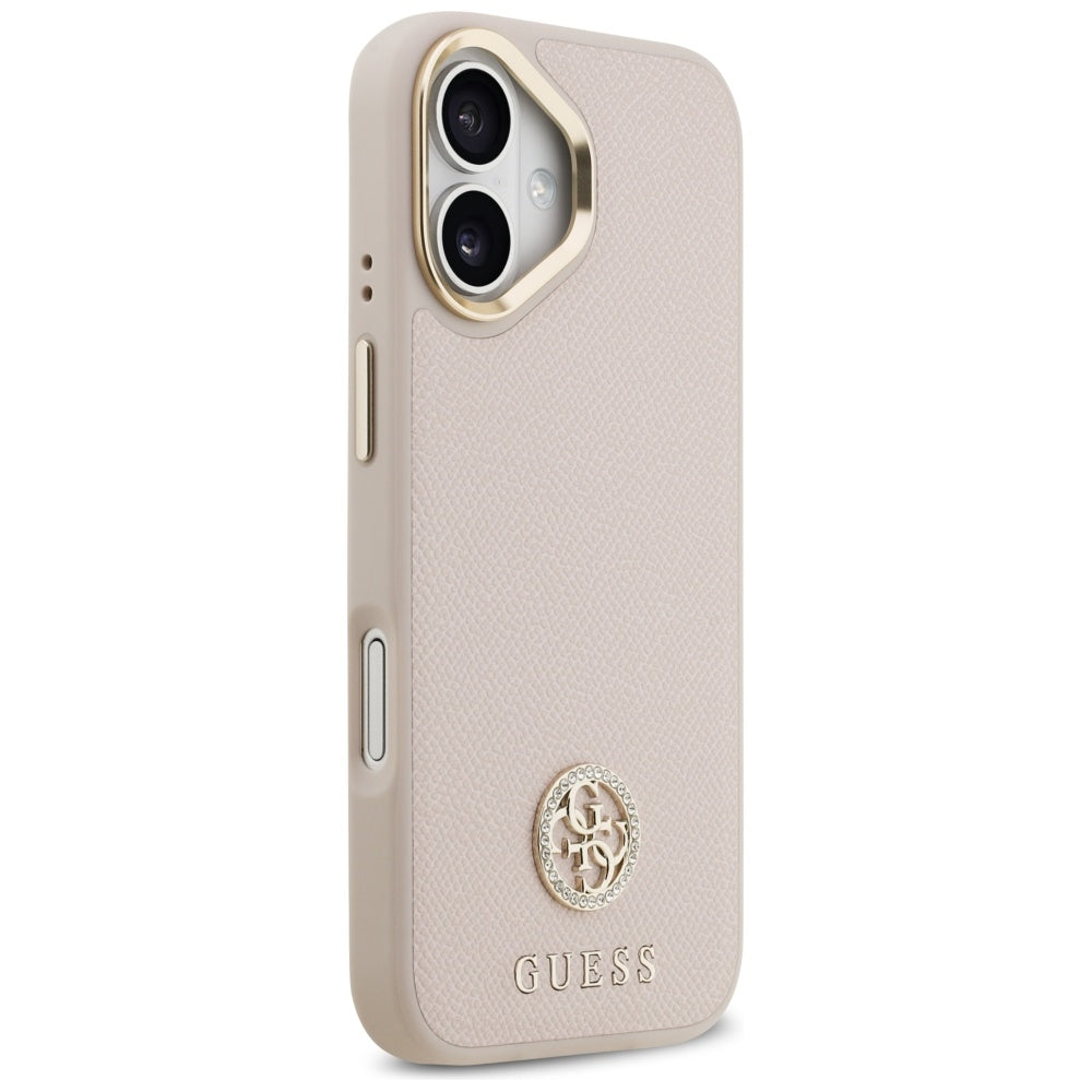 Guess Grained Strass Logo MagSafe dėklas iPhone 17 - rožinis