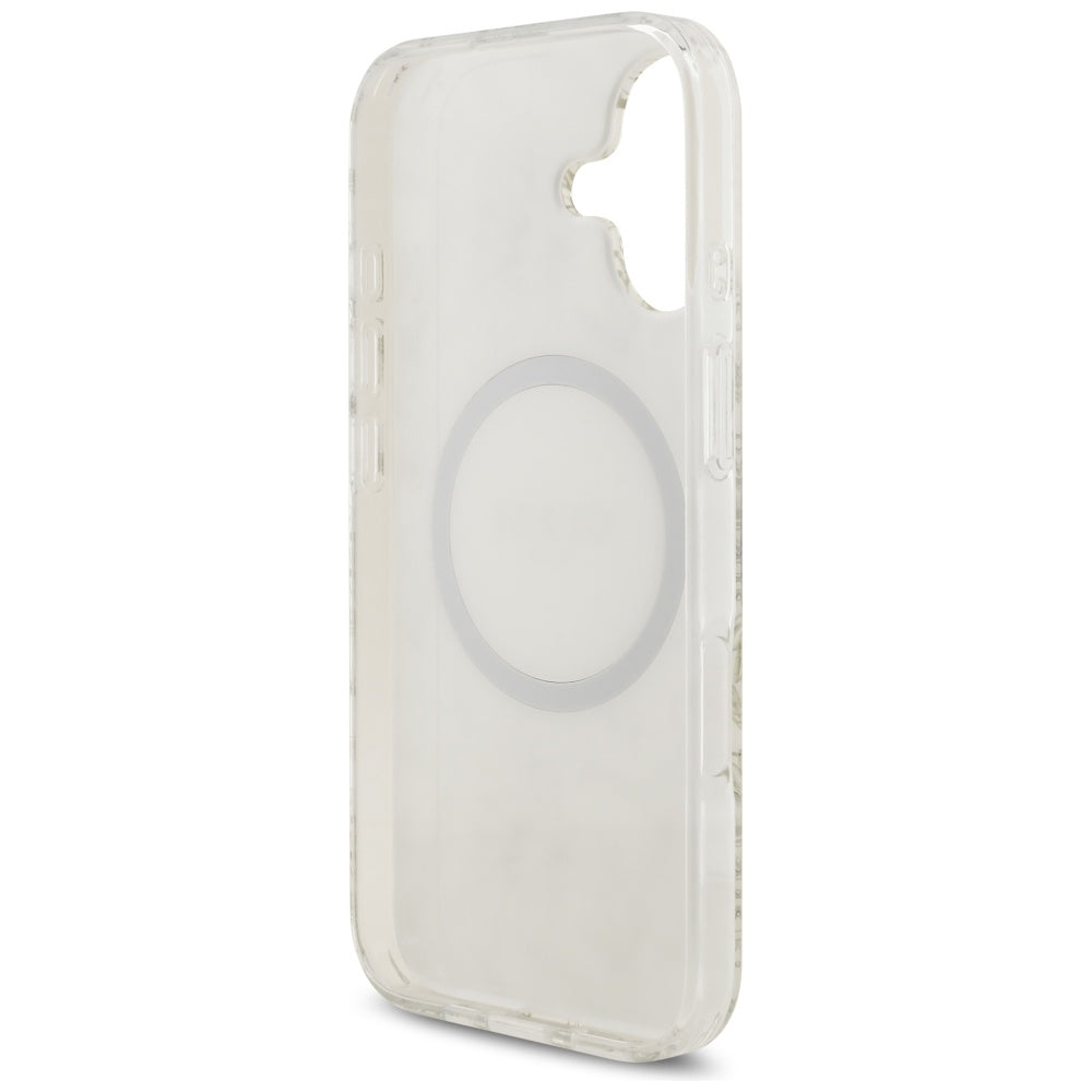 Guess IML Flowers Electro Pearl Strap MagSafe dėklas iPhone 17 - Baltas -- iPhone 17
