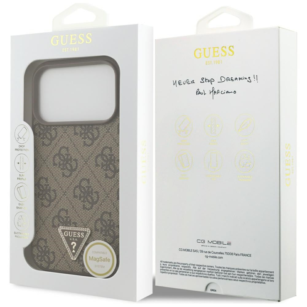 Guess MagSafe dėklas iPhone 17 Pro – rudas