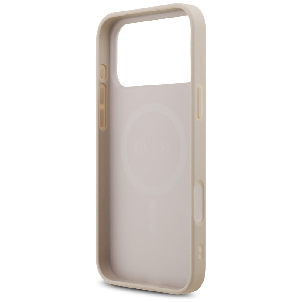Guess odinis MagSafe dėklas iPhone 17 Pro Max – rožinis