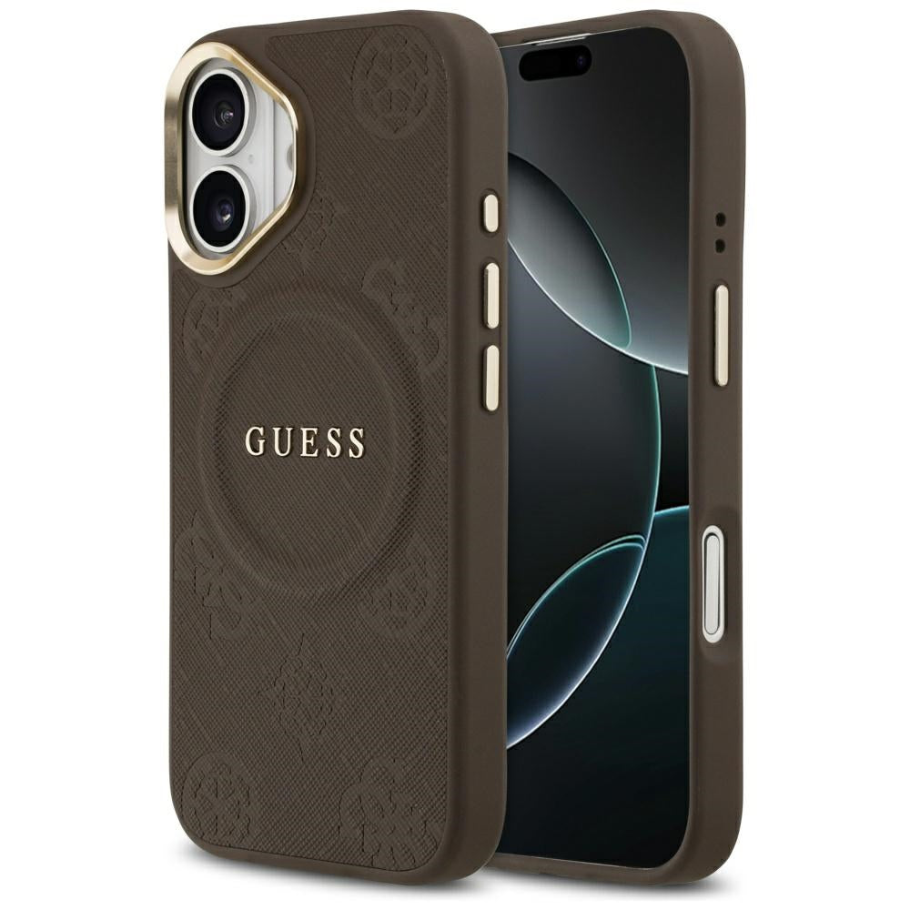 Guess Peony Hot Stamp MagSafe Dėklas, skirtas iPhone 17 - rudas