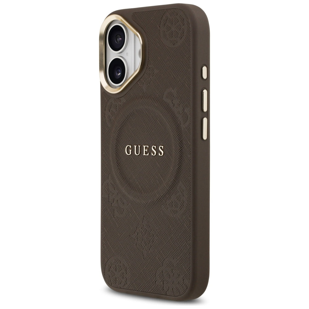Guess Peony Hot Stamp MagSafe Dėklas, skirtas iPhone 17 - rudas